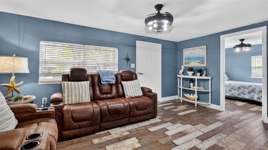 Home Theatre Room, Interior, Wood Texture Flooring