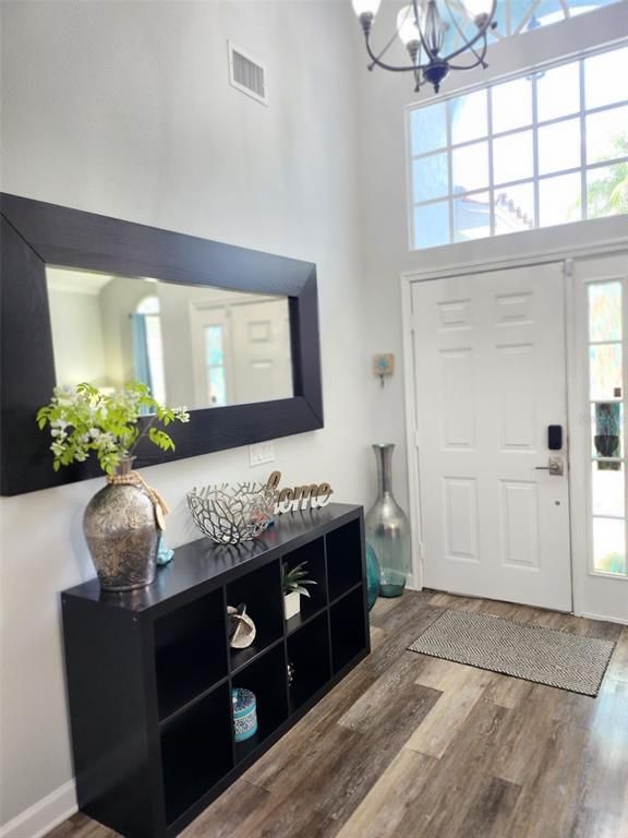 Chandelier, Interior, Wood Texture Flooring