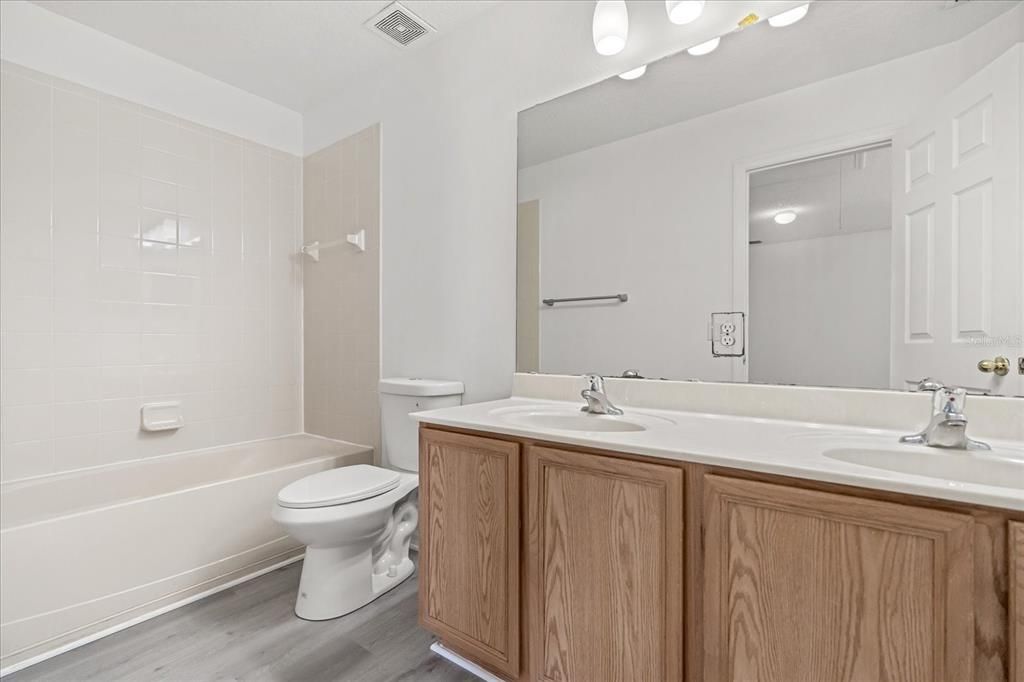 Bathroom, Dual Sink Vanities, Interior, Wood Texture Flooring