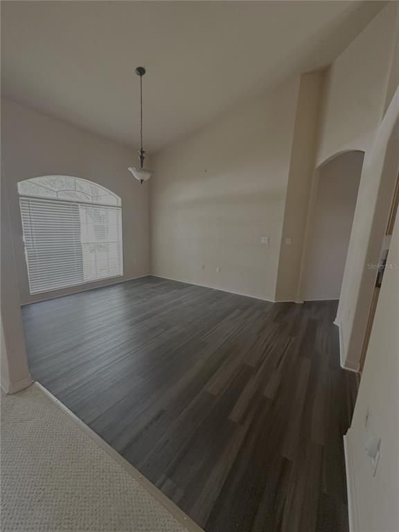 Empty room, Interior, Pendant Lights, Wood Texture Flooring