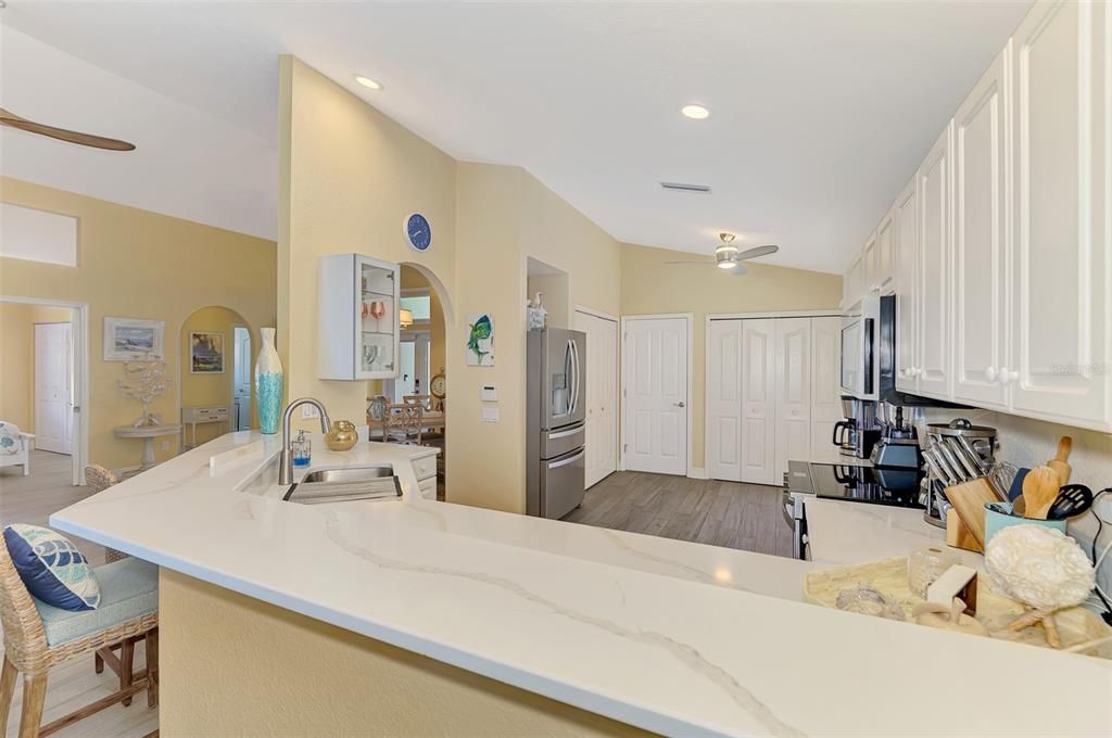 Interior, Kitchen, Recessed Lighting, Wood Texture Flooring