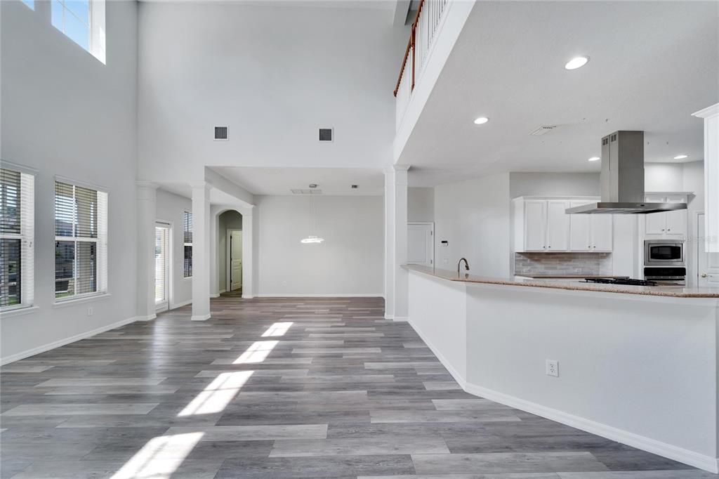 Interior, Kitchen, Recessed Lighting, Wood Texture Flooring