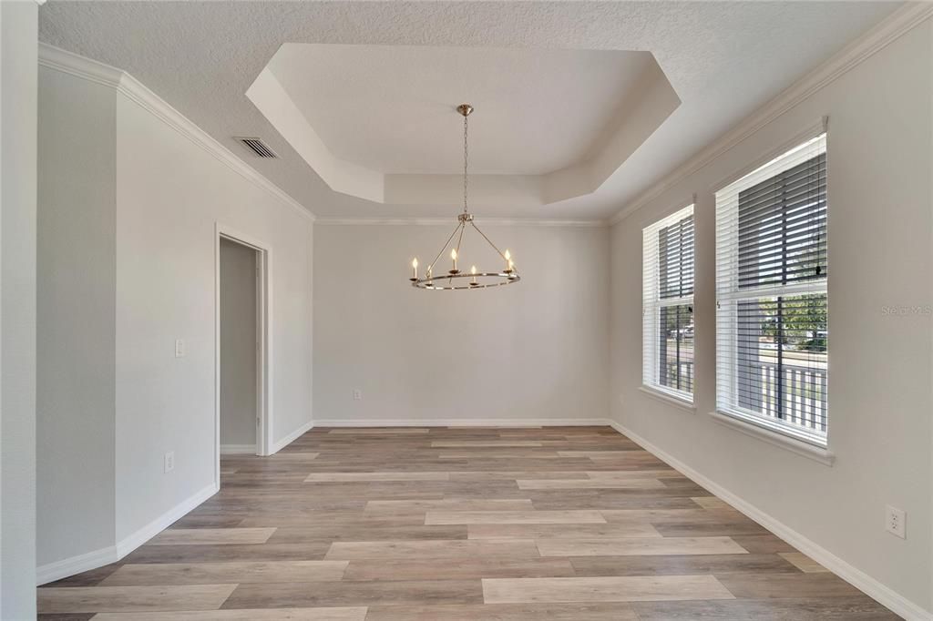 Chandelier, Empty room, Interior, Pendant Lights, Wood Texture Flooring