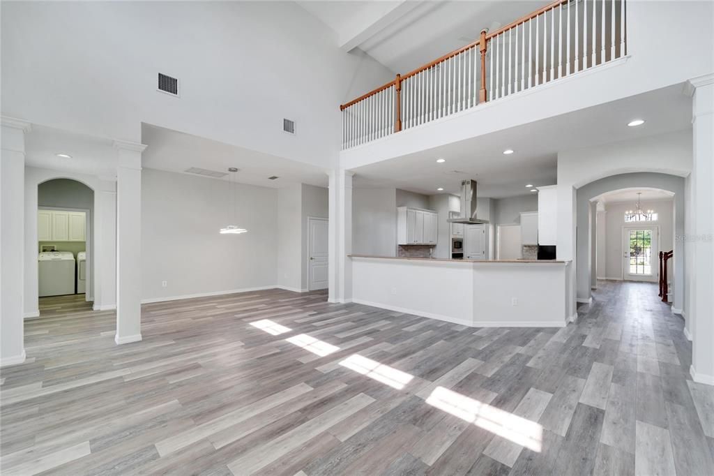 Interior, Kitchen, Pendant Lights, Recessed Lighting, Wood Texture Flooring
