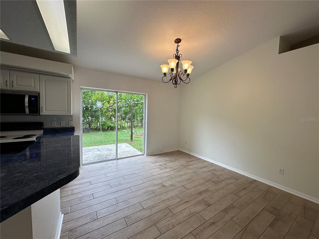 Chandelier, Empty room, Interior, Kitchen, Wood Texture Flooring