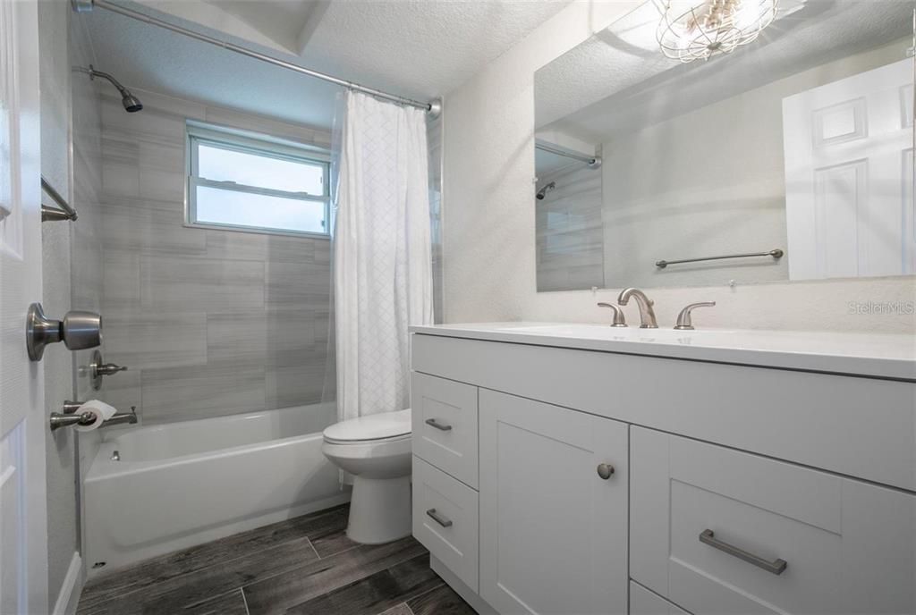 Bathroom, Glass Shower, Interior, Wood Texture Flooring