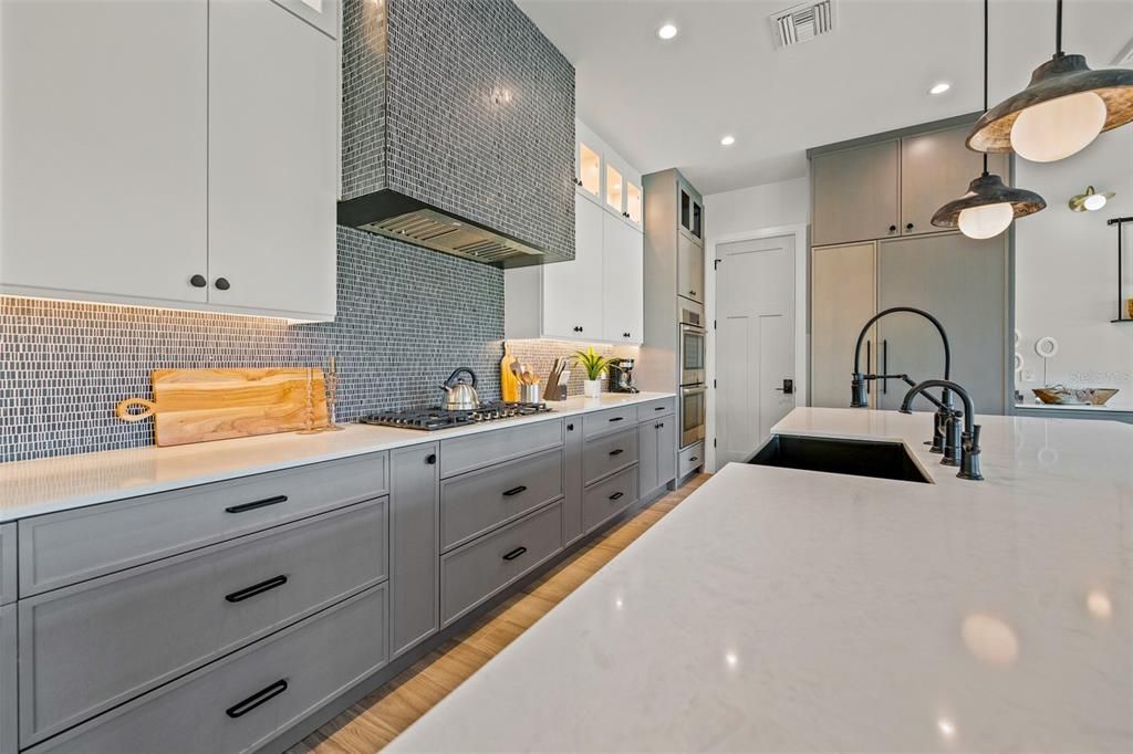 Interior, Kitchen, Recessed Lighting, Wood Texture Flooring