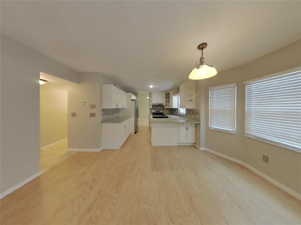 Interior, Kitchen, Pendant Lights, Recessed Lighting, Wood Texture Flooring