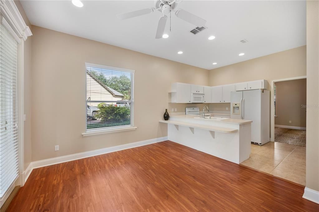 Interior, Kitchen, Recessed Lighting, Wood Texture Flooring