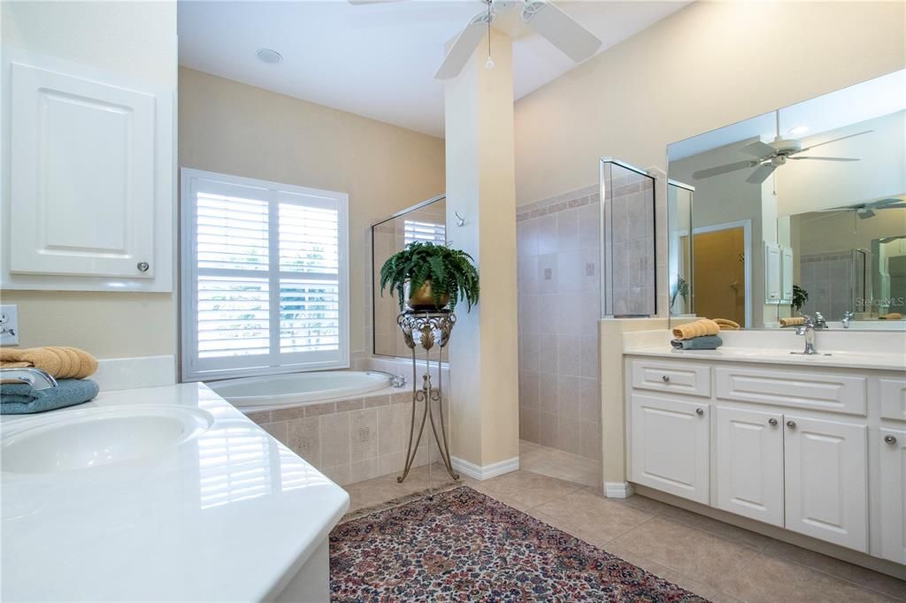 Bathroom, Dual Sink Vanities, Glass Shower, Interior, Recessed Lighting