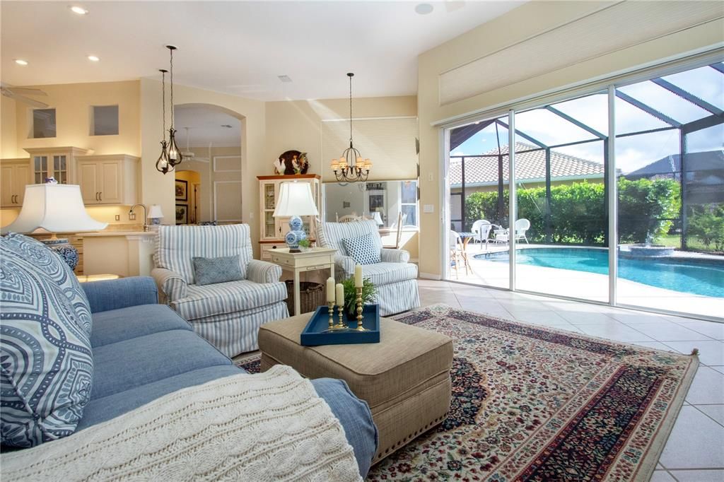 Interior, Kitchen, Living room, Pendant Lights, Pool, Recessed Lighting, Sun Room