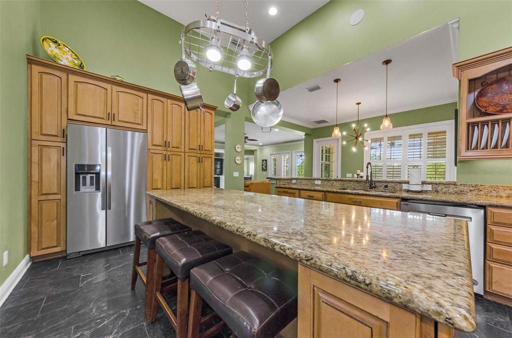 Interior, Kitchen, Marble, Pendant Lights, Recessed Lighting