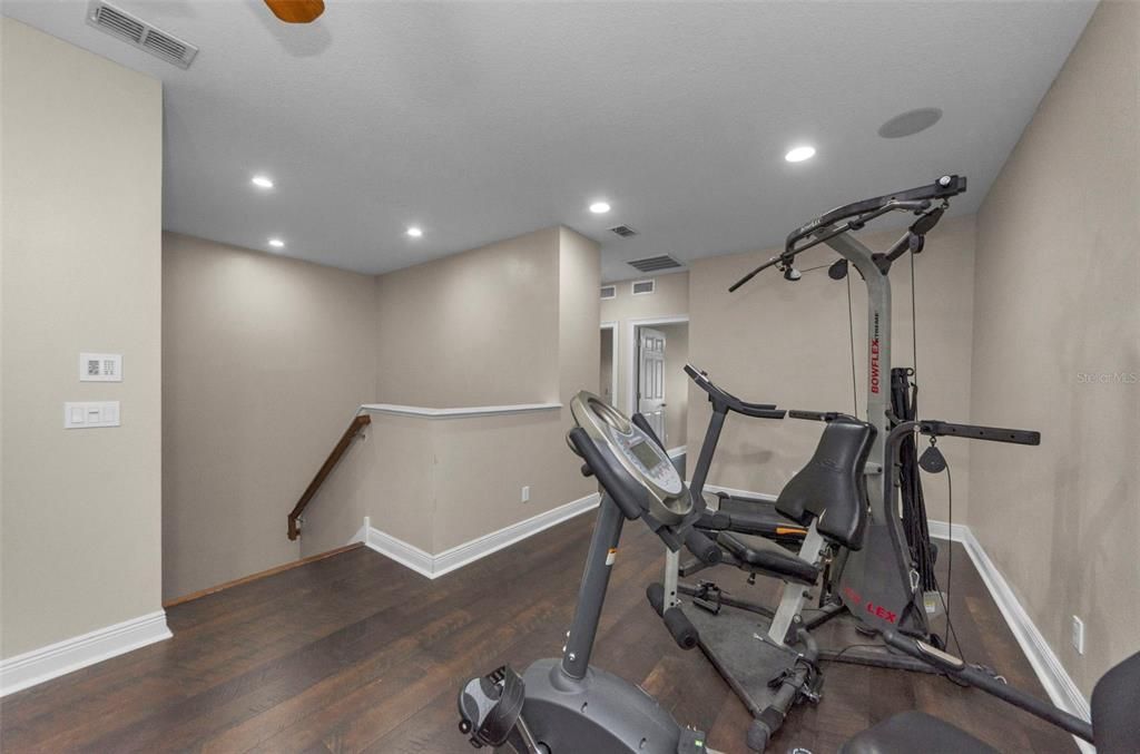 Fitness Equipment, Interior, Recessed Lighting, Wood Texture Flooring