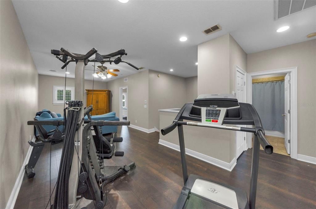 Fitness Equipment, Interior, Recessed Lighting, Wood Texture Flooring