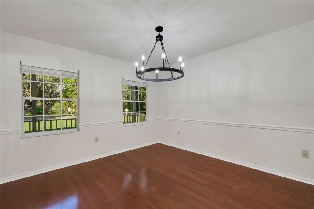 Chandelier, Empty room, Interior, Pendant Lights, Wood Texture Flooring