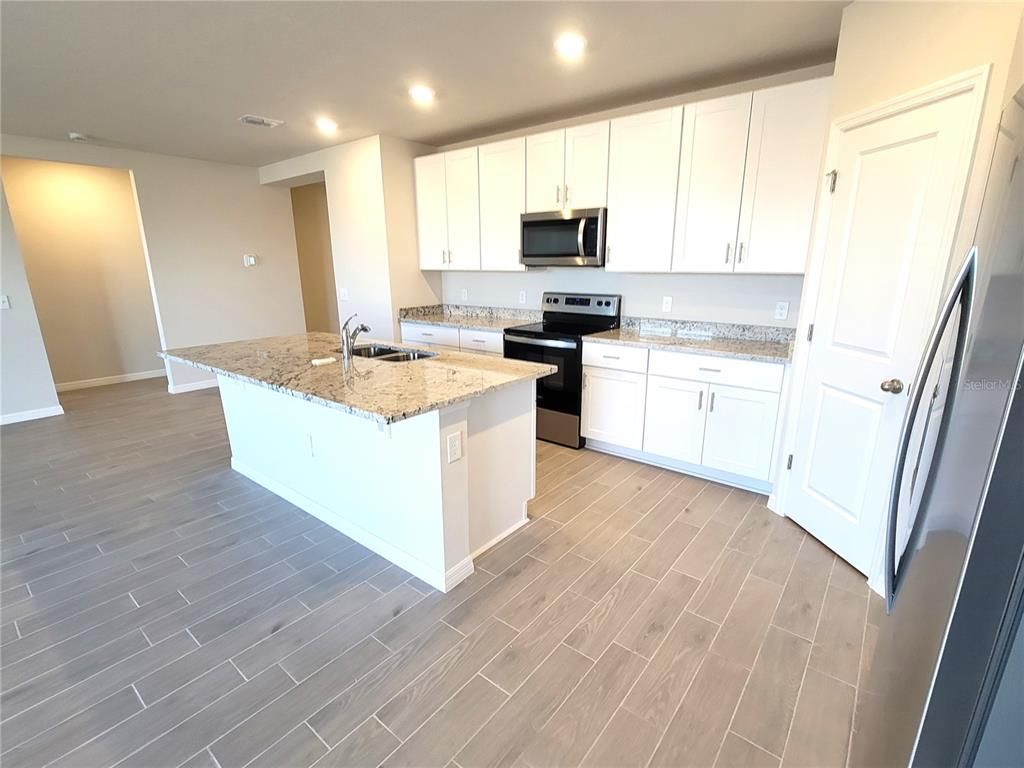 Interior, Kitchen, Recessed Lighting, Wood Texture Flooring