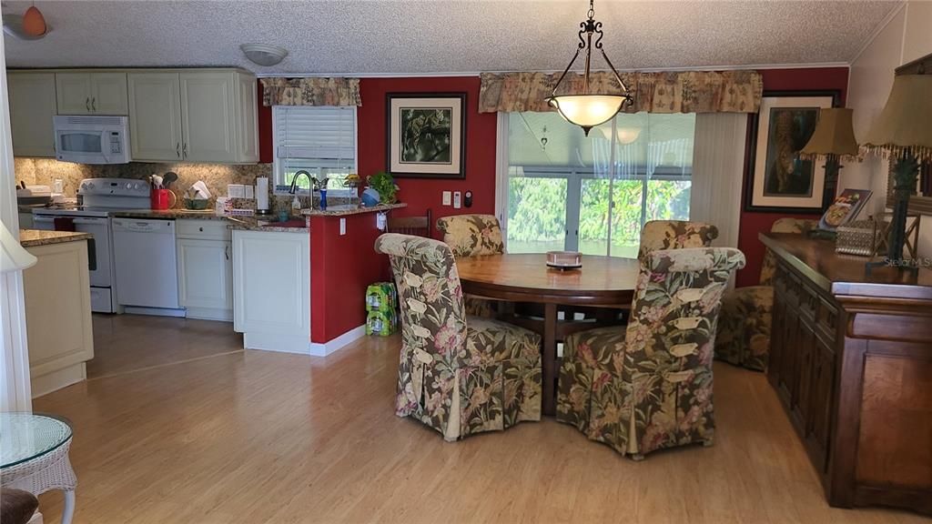 Dining room, Interior, Kitchen, Pendant Lights, Wood Texture Flooring