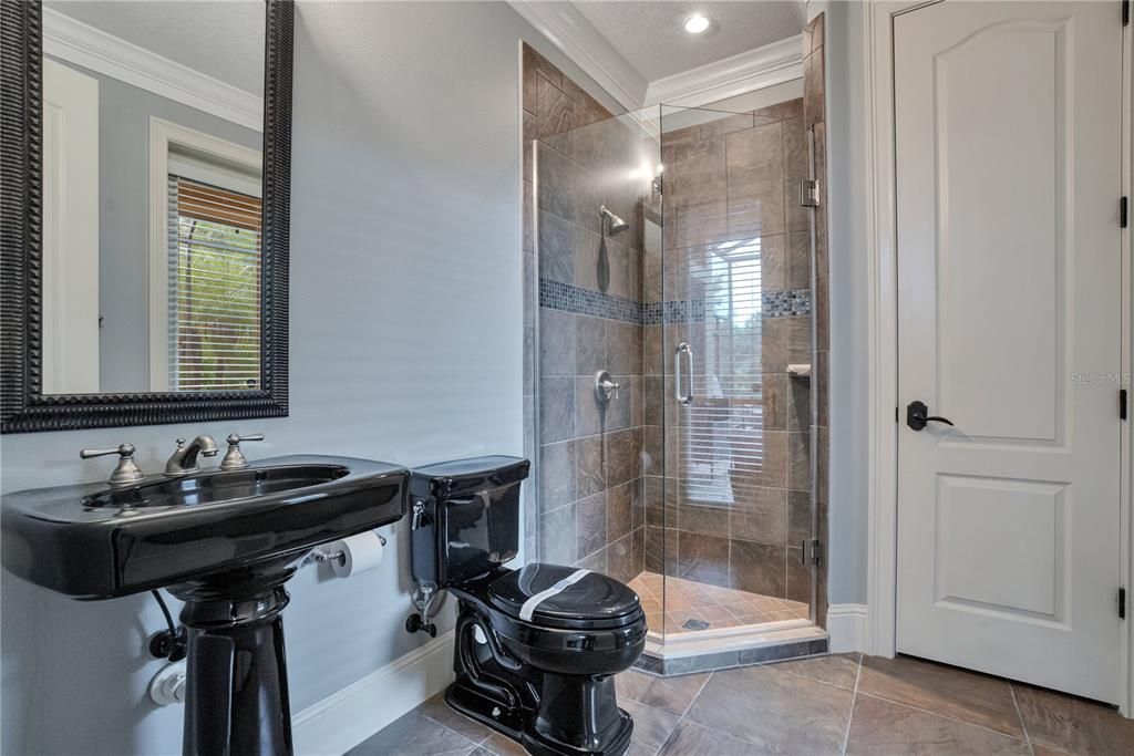 Bathroom, Glass Shower, Interior, Recessed Lighting