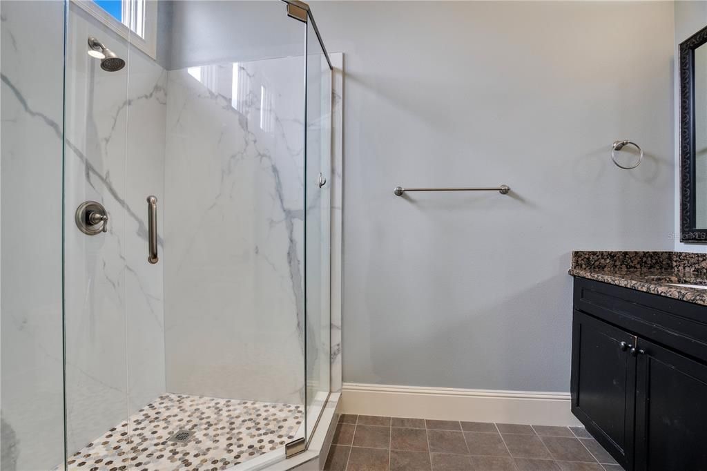 Bathroom, Glass Shower, Interior, Marble Walls