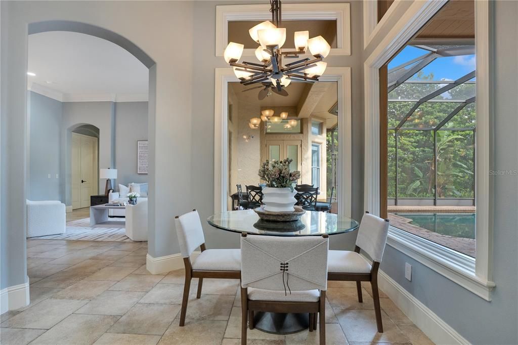 Chandelier, Dining room, Glass Ceilings, Interior, Recessed Lighting, Sun Room
