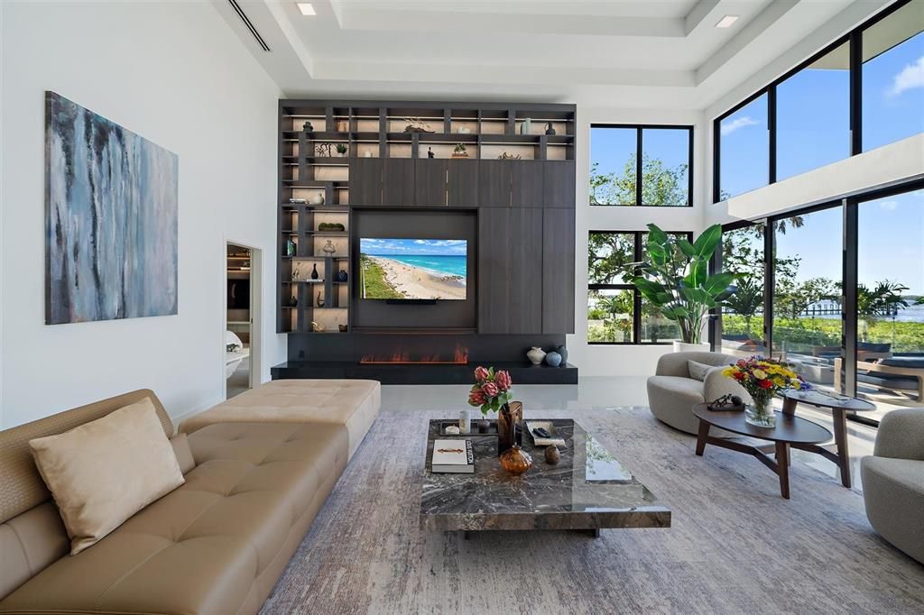 Fireplace, Interior, Living room, Recessed Lighting