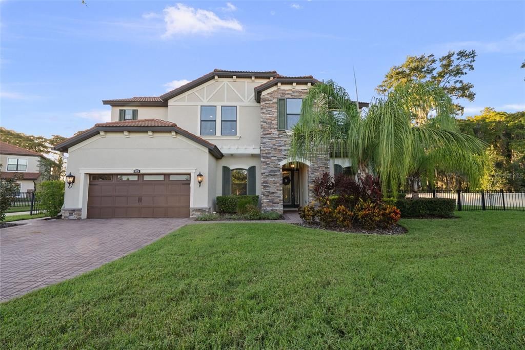 Attached, Backyard, Exterior, Facade, Mediterranean