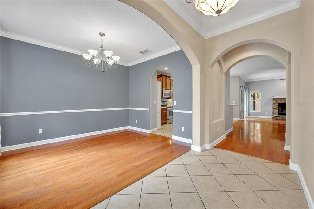 Chandelier, Empty room, Interior, Kitchen, Wood Texture Flooring