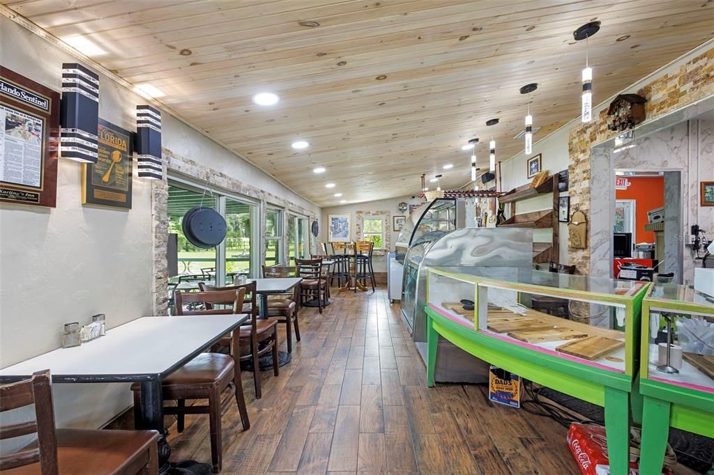 Dining room, Interior, Pendant Lights, Recessed Lighting, Wooden Ceilings, Wood Texture Flooring