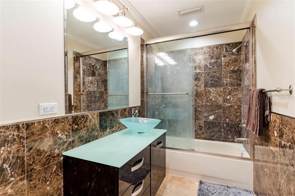 Bathroom, Glass Shower, Interior, Recessed Lighting