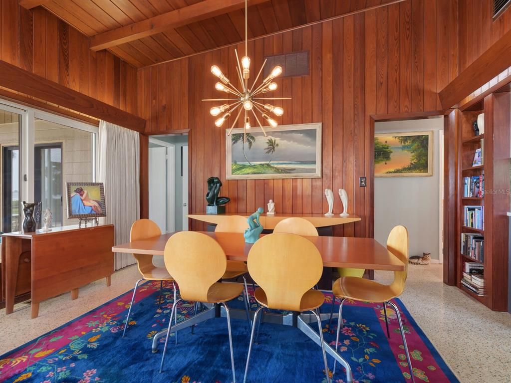 Dining room, Interior, Pendant Lights, Wooden Beams, Wooden Ceilings, Wooden Walls