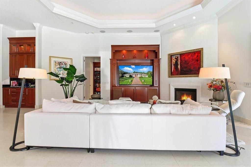 Fireplace, Interior, Living room, Recessed Lighting