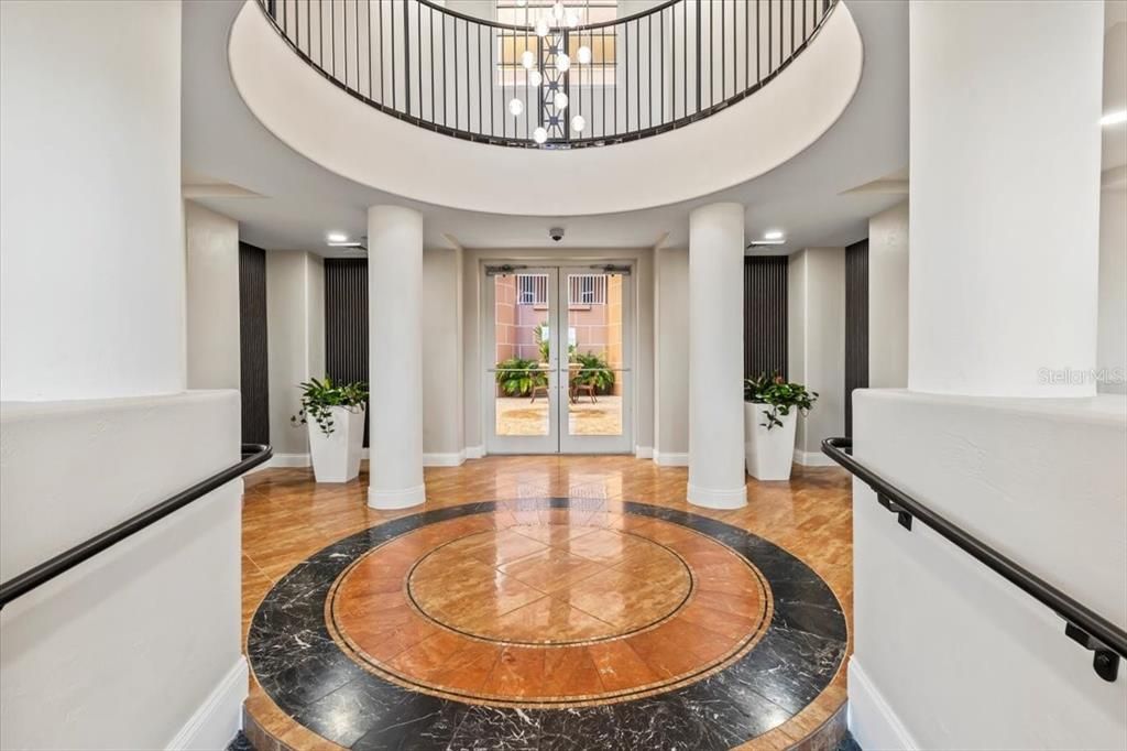 Interior, Marble, Recessed Lighting, Wood Texture Flooring