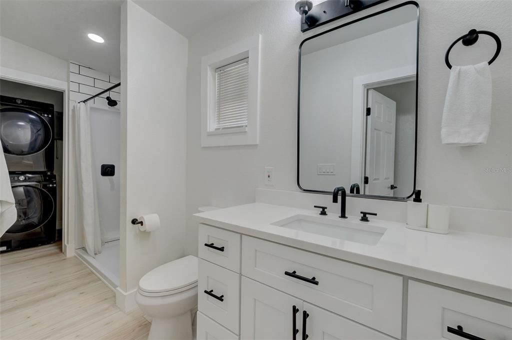 Bathroom, Interior, Recessed Lighting, Wood Texture Flooring