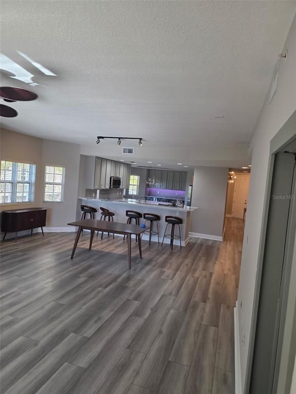 Dining room, Interior, Kitchen, Pendant Lights, Wood Texture Flooring