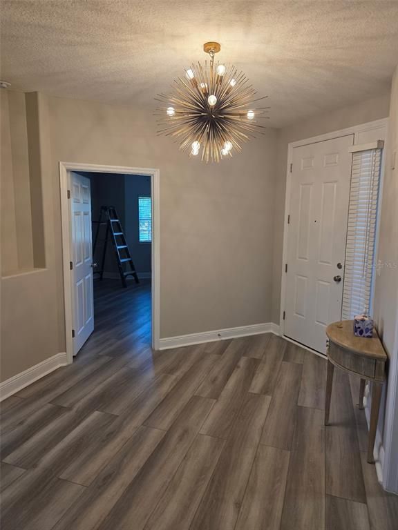 Empty room, Interior, Pendant Lights, Wood Texture Flooring