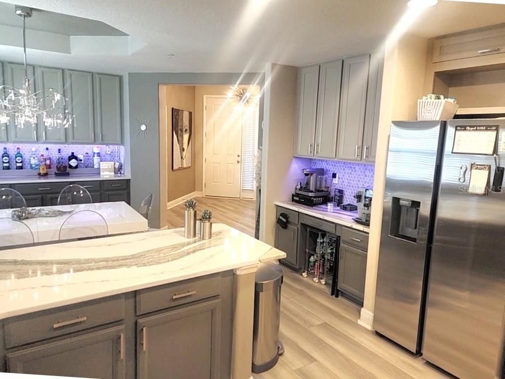 Interior, Kitchen, Pendant Lights, Stainless Steel Appliances, Wood Texture Flooring