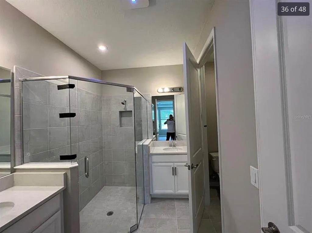 Bathroom, Glass Shower, Interior, Recessed Lighting