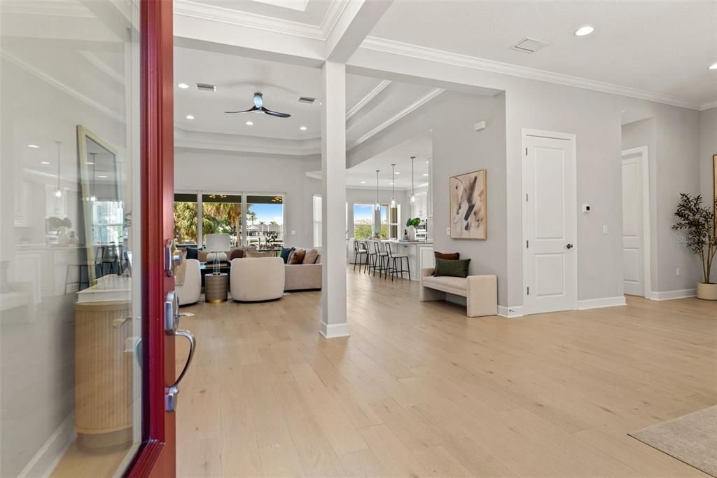 Interior, Living room, Recessed Lighting, Wood Texture Flooring