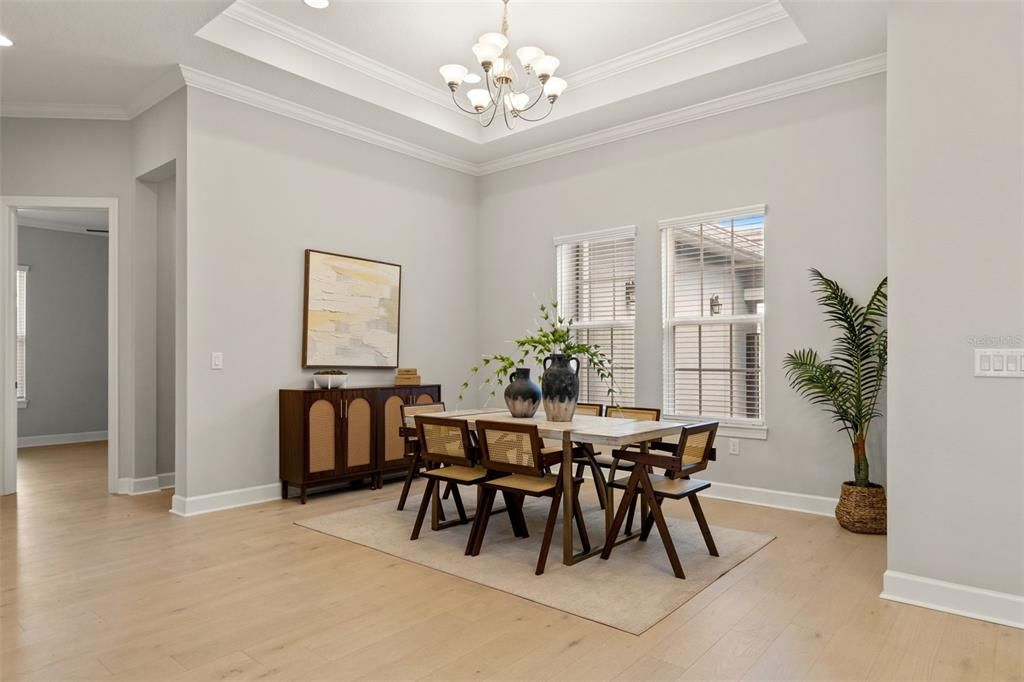 Chandelier, Dining room, Interior, Wood Texture Flooring