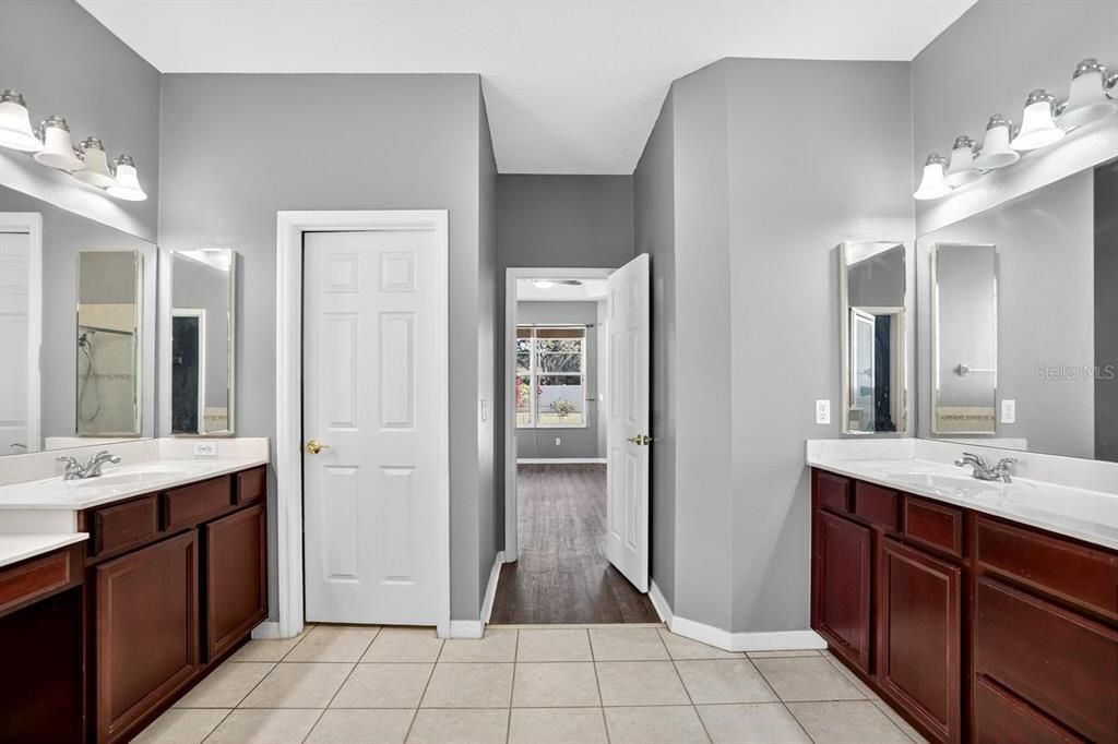 Bathroom, Dual Sink Vanities, Interior, Wood Texture Flooring