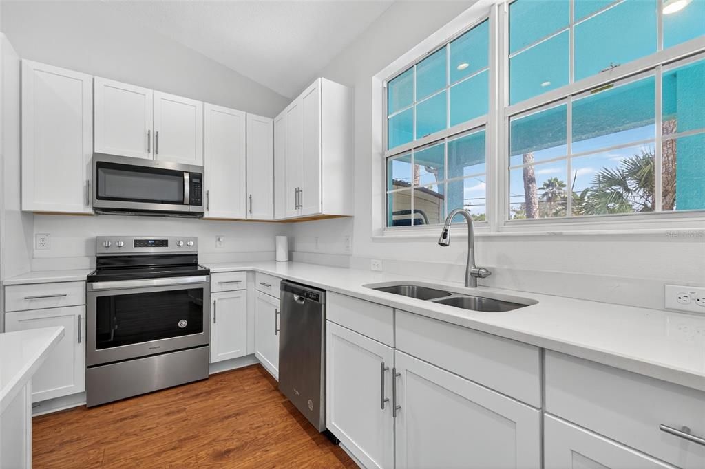 Interior, Kitchen, Stainless Steel Appliances, Wood Texture Flooring