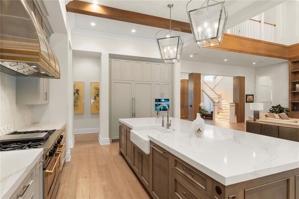 Interior, Kitchen, Pendant Lights, Recessed Lighting, Wood Texture Flooring