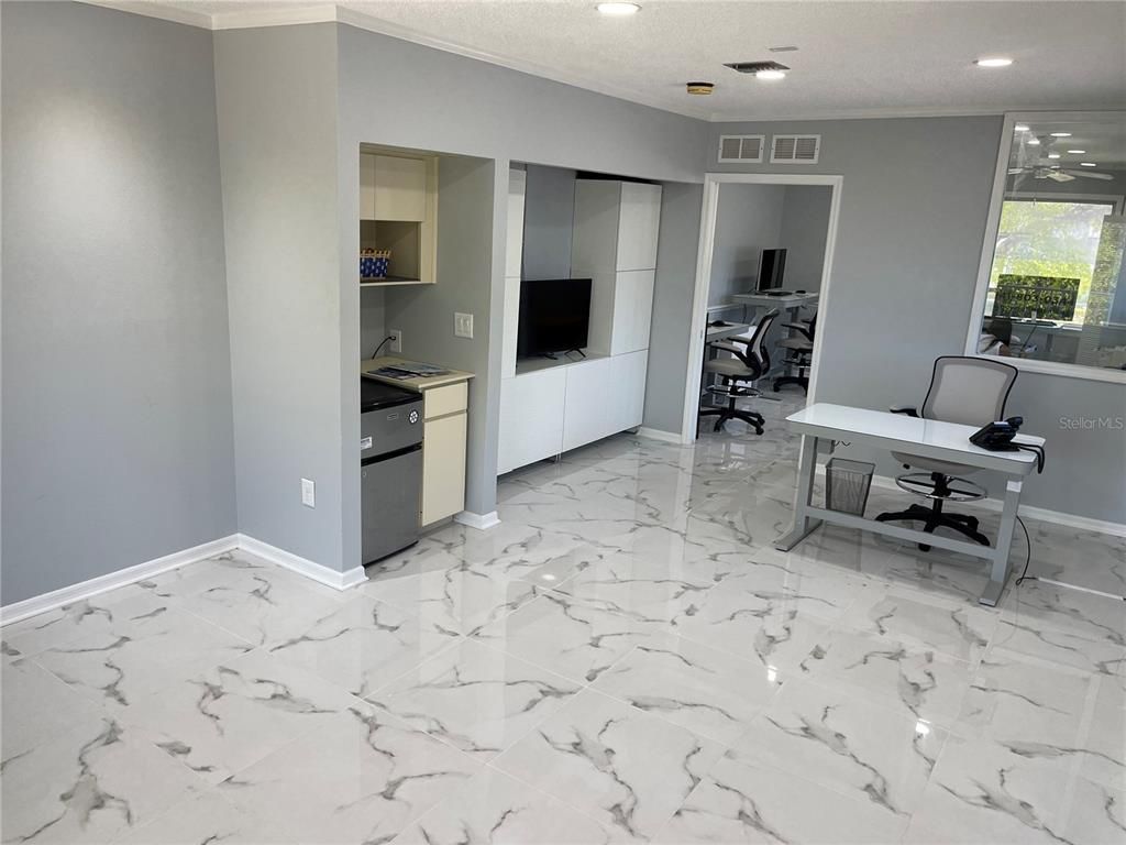 Home Office, Interior, Marble, Recessed Lighting
