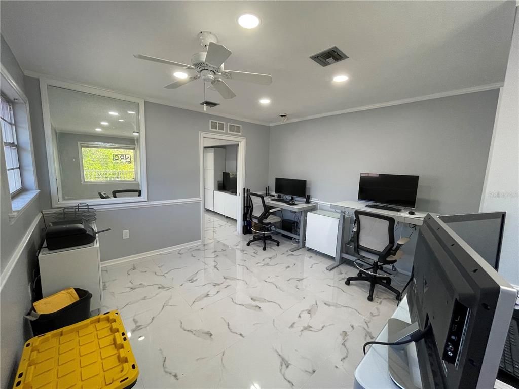 Home Office, Interior, Marble, Recessed Lighting