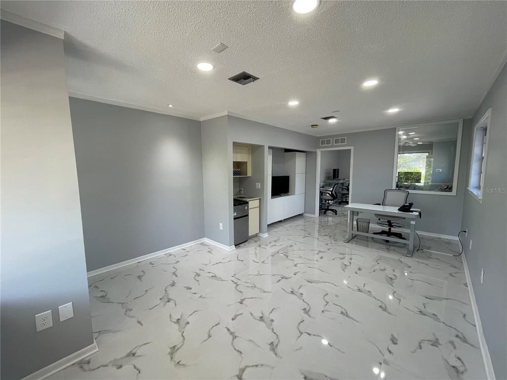 Home Office, Interior, Marble, Recessed Lighting