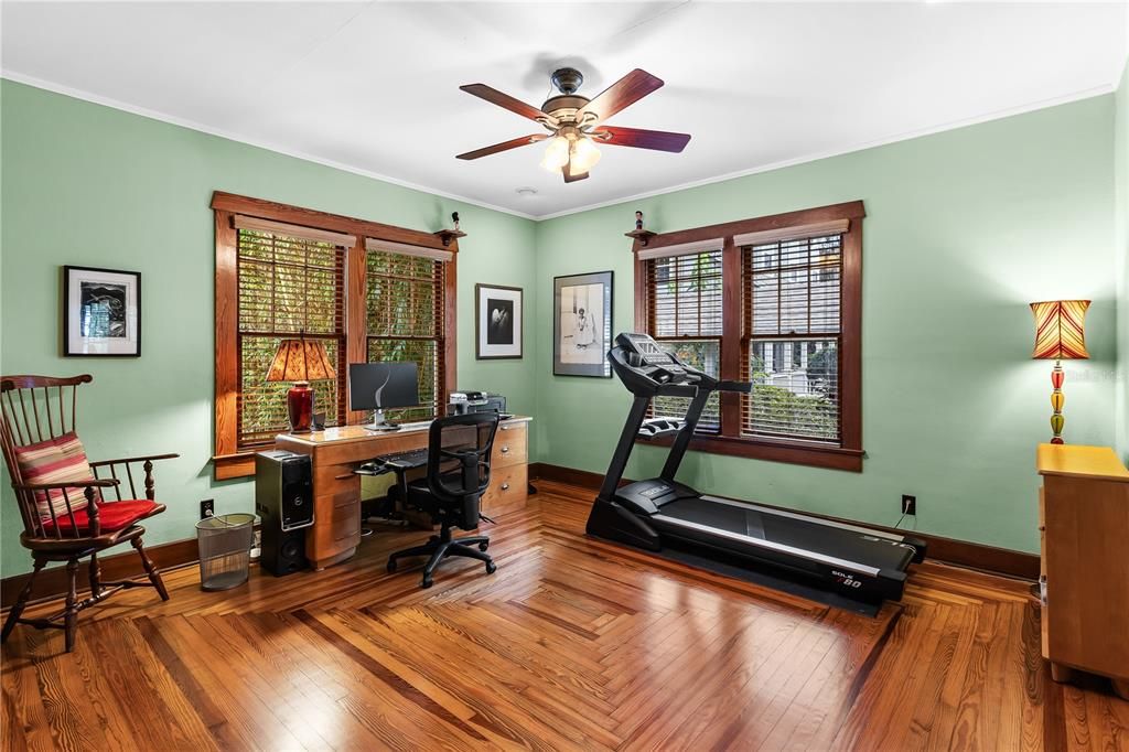 Fitness Equipment, Home Office, Interior, Wood Texture Flooring