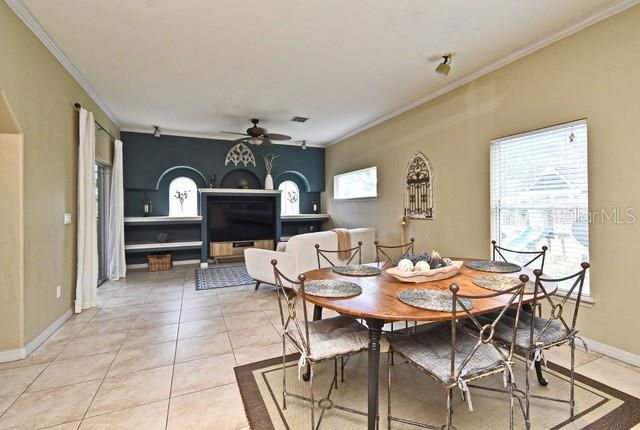 Dining room, Fireplace, Interior, Living room