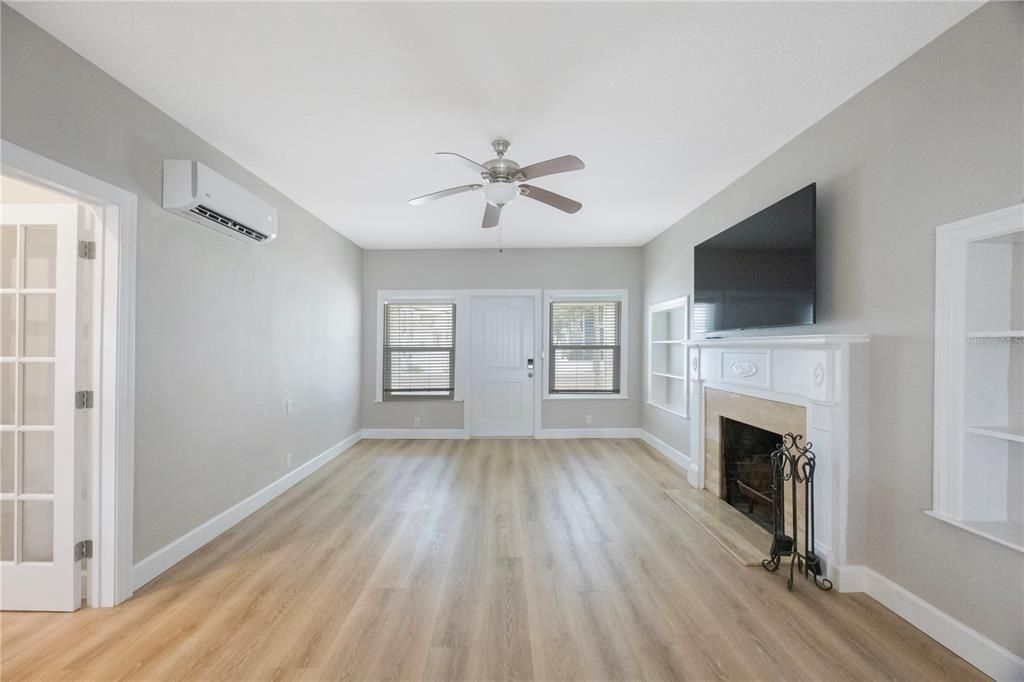 Empty room, Fireplace, Interior, Wood Texture Flooring