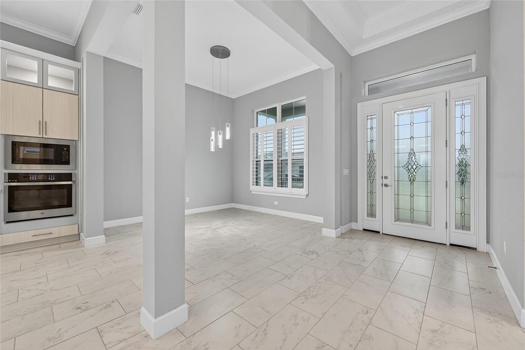 Empty room, Interior, Marble, Pendant Lights