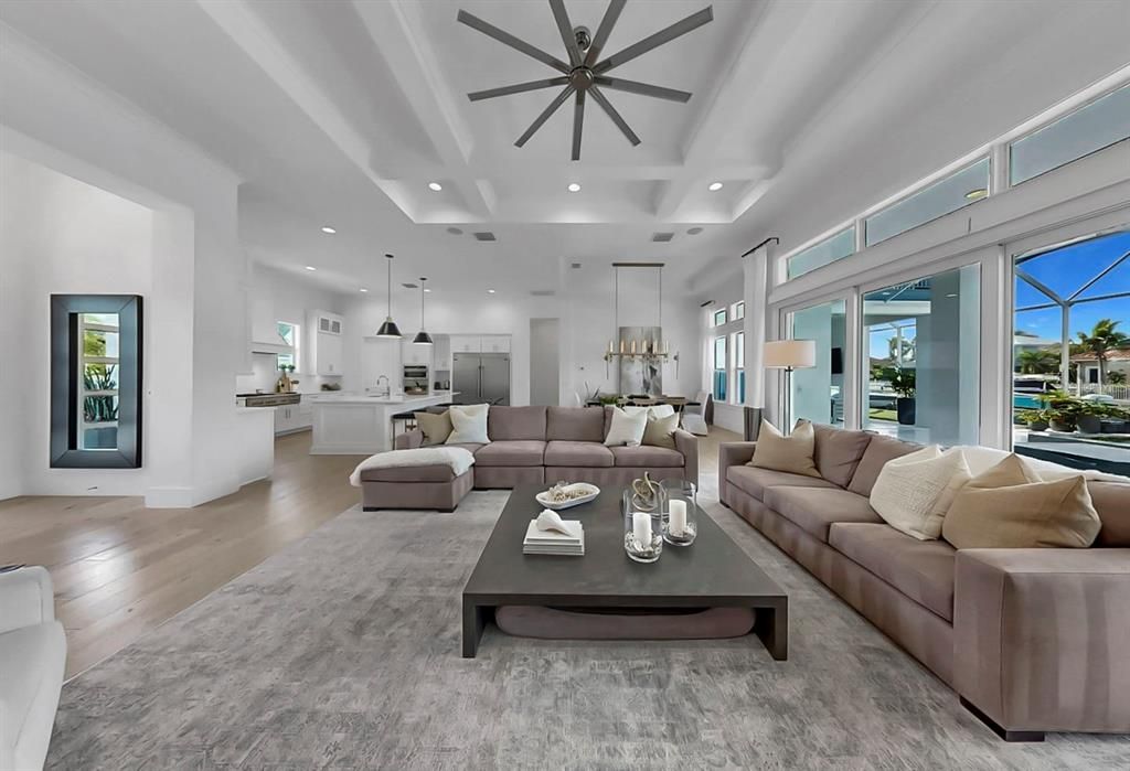 Interior, Kitchen, Living room, Pendant Lights, Recessed Lighting, Stainless Steel Appliances, Wood Texture Flooring